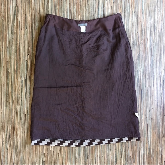 J.Crew Skirt Wool Blend Size 6 Tan Brown Chevron - Picture 6 of 9